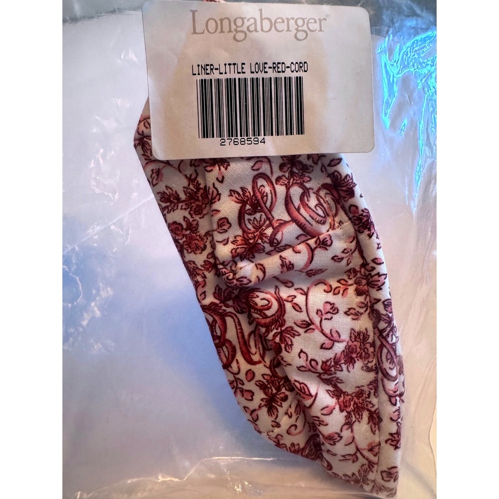 Longaberger Little Love Red Corded Small‎ Basket Liner New